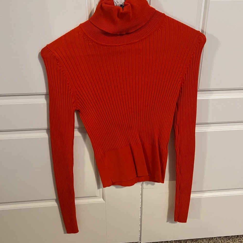 Zara Vibrant Orange Ribbed Sweater